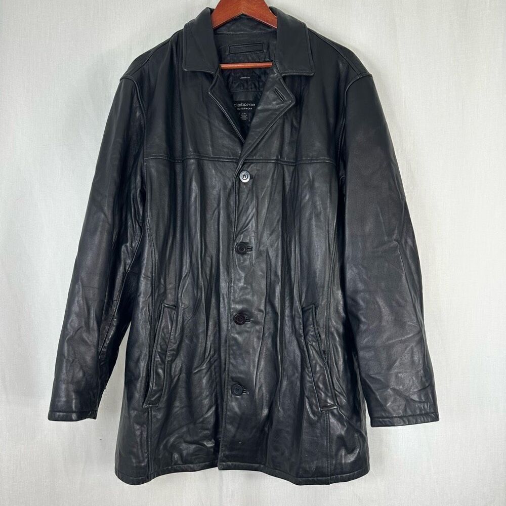 Claiborne Outerwear Lambskin Leather Jacket Mens Large Grunge Biker FLAWED‎